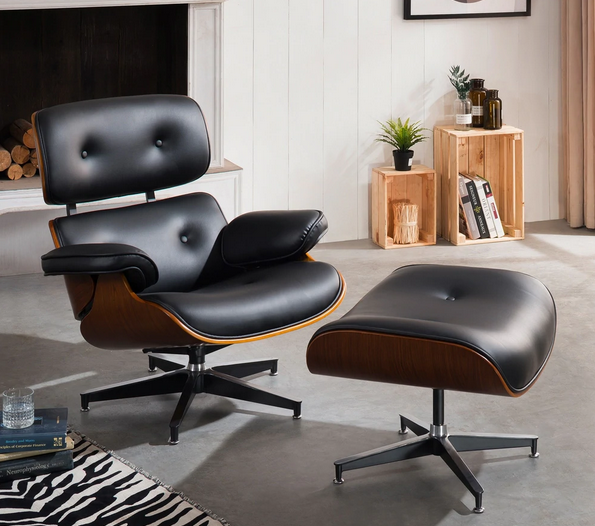 Corvus Neville Mid-century Lounge Chair Set with Ottoman