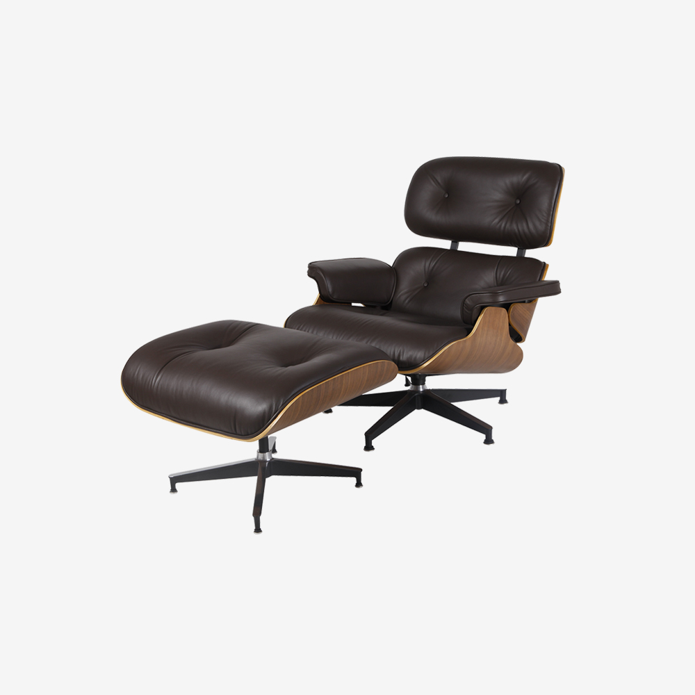Emma Lounge Chair and Ottoman – Brown Walnut