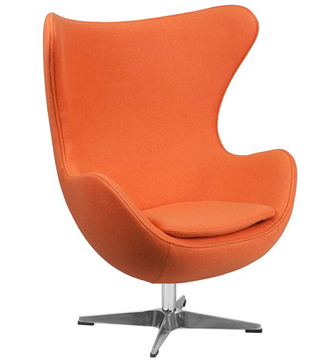 Flash Furniture Orange Wool Fabric Egg Chair with Tilt-Lock Mechanism