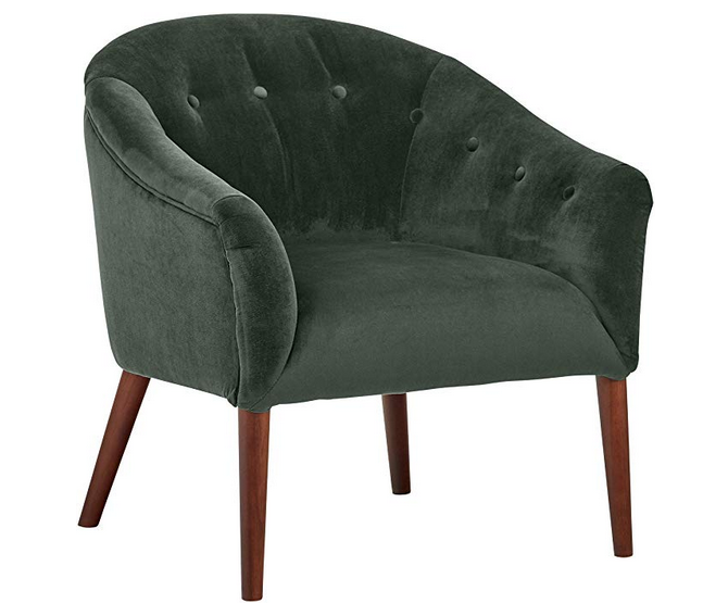 Rivet Curved Tufted Velvet Accent Chair