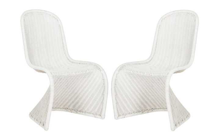 Safavieh Dining Rural Woven Tana White Wicker Dining Chairs