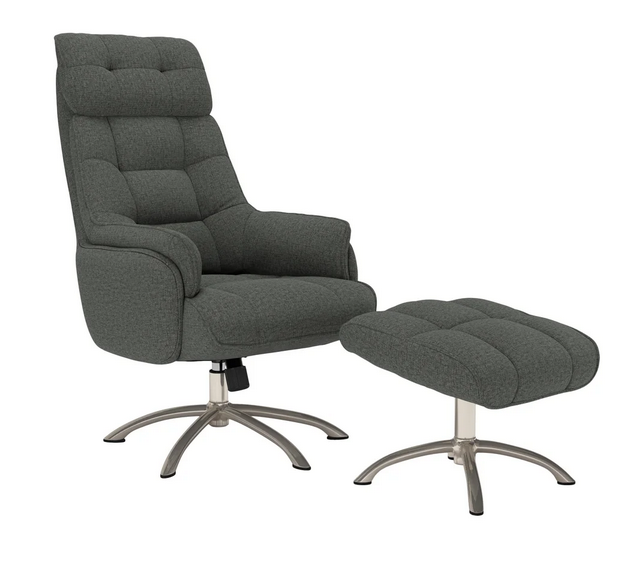 Strick & Bolton Edward Contemporary Swivel Rocker Chair and Ottoman